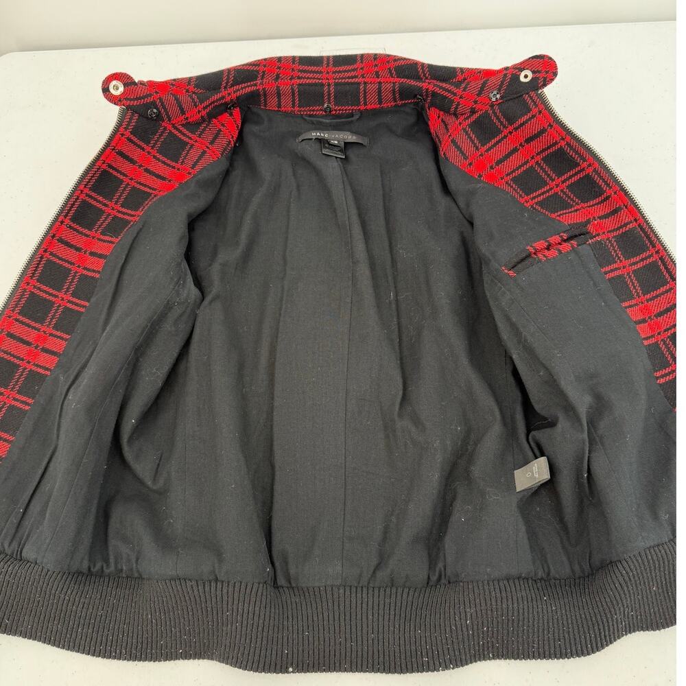 Marc Jacobs Women's Wool Zippered Jacket Buffalo Plaid Red Size XS Y2K Vintage - Picture 9 of 14